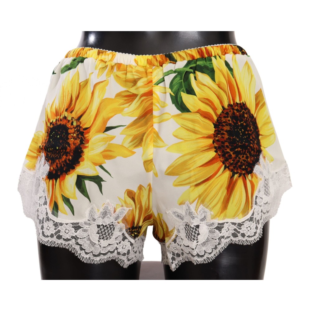 Dolce & Gabbana Sonnenblumen-Spitzen-Dessous-Shorts - Seidenmischung