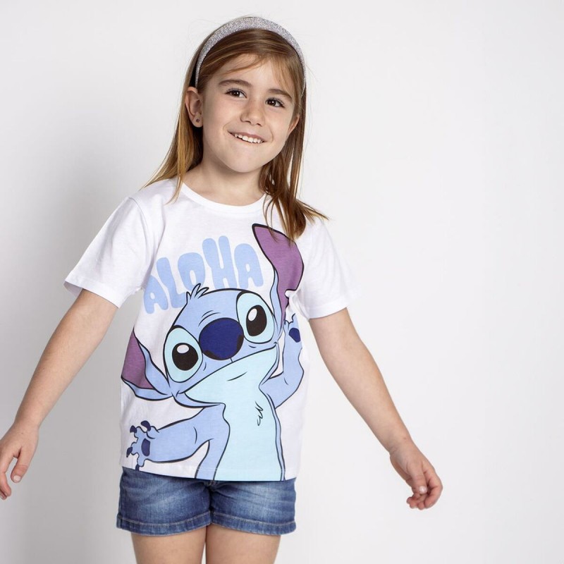 Kurzarm-T-Shirt für Kinder Stitch Weiß