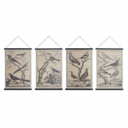 Toile DKD Home Decor Oiseaux 60 x 2 x 90 cm Cottage (4 Pièces)