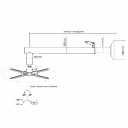 Verstellbare Deckenhalterung für Projektoren Equip 650704