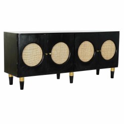 Sideboard DKD Home Decor Black Natural Rattan Mango wood (150 x 40 x 65 cm)