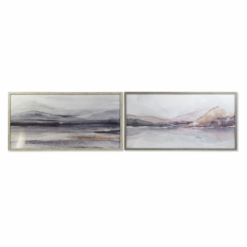 Painting DKD Home Decor 124 x 4,5 x 64 cm Moutain Modern (2 Units)