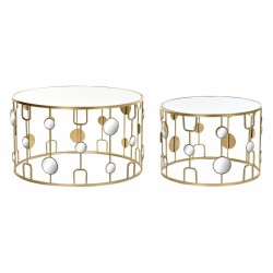 2nd-Set Tischchen DKD Home Decor Spiegel Golden Metall (80 x 80 x 45 cm) (2 pcs)