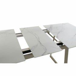 Table de Salle à Manger DKD Home Decor Verre Doré Métal Blanc (140 x 80 x 76 cm)