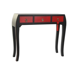 Console DKD Home Decor Sapin Rouge Noir MDF Oriental (96 x 27 x 80 cm)