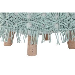 Repose-pied DKD Home Decor 53 x 53 x 31 cm Naturel Bois Marron Vert 50 x 50 x 30 cm Macramé Boho