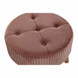 Repose-pied DKD Home Decor Naturel Bois Velours Rose clair (61 x 61 x 38 cm)