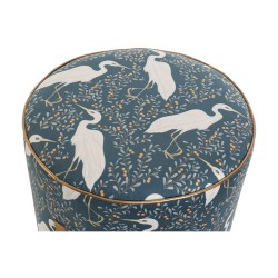 Footrest DKD Home Decor Blue White Green Wood Velvet Bird Oriental 35 x 35 x 35 cm (2 Units)