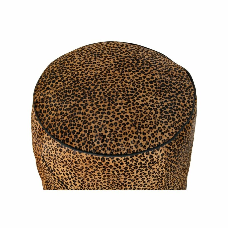 Fußstütze DKD Home Decor 46 x 46 x 50 cm Schwarz Braun Leopard Kolonial