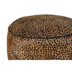 Fußstütze DKD Home Decor 46 x 46 x 50 cm Schwarz Braun Leopard Kolonial