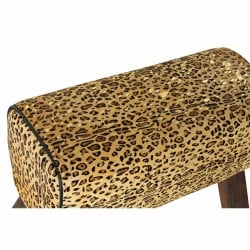 Fußstütze DKD Home Decor Schwarz Holz Braun Haut Leopard (67 x 30 x 51 cm)