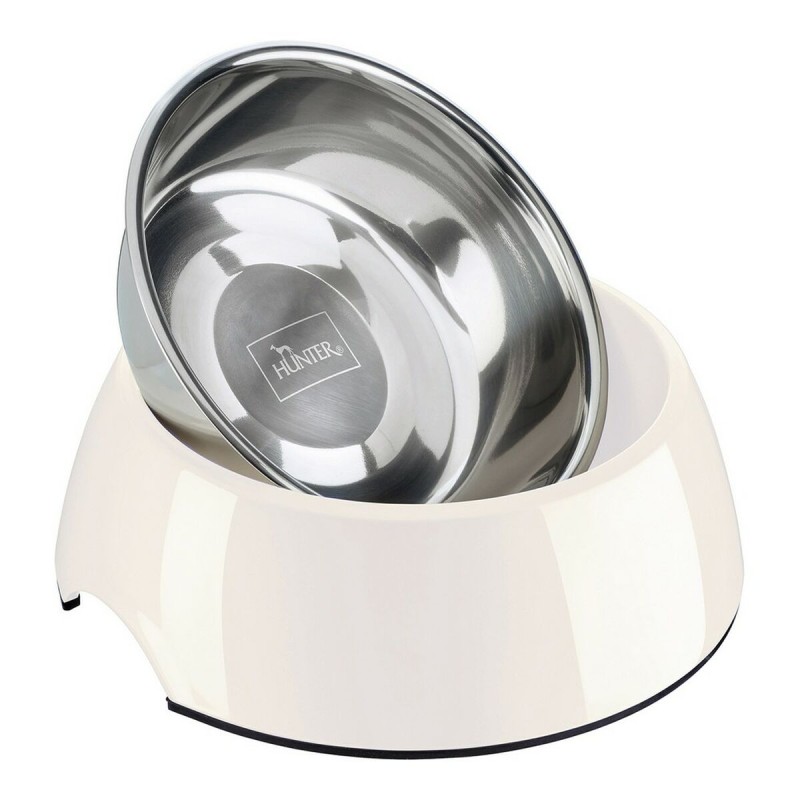 Dog Feeder Hunter Melamin Stainless steel White 350 ml (18,5 x 18,5 x 9,5 cm)