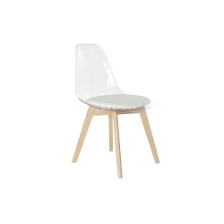 Chaise de Salle à Manger DKD Home Decor Blanc Transparent Naturel Bois Polycarbonate 54 x 47 x 81 cm