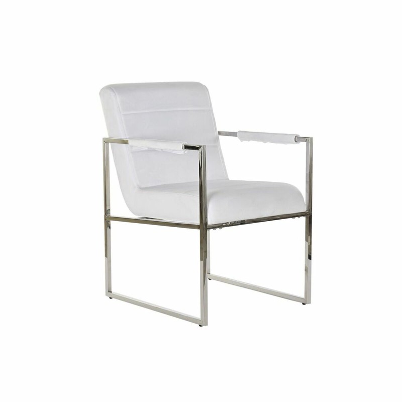 Chaise DKD Home Decor Polyester Acier Blanc (56 x 68 x 92 cm)