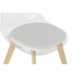 Chaise de Salle à Manger DKD Home Decor Blanc Transparent Naturel Bois Polycarbonate 54 x 47 x 81 cm