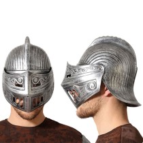 Helm Mittelalterlicher ritter Silberfarben