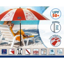 Parasol de plage Rouge Ø 220 cm SPF50+ Marin