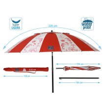 Parasol de plage Rouge Ø 220 cm SPF50+ Marin