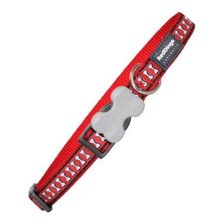 Collier pour Chien Red Dingo Réfléchissant Os Rouge (1,5 x 24-36 cm)