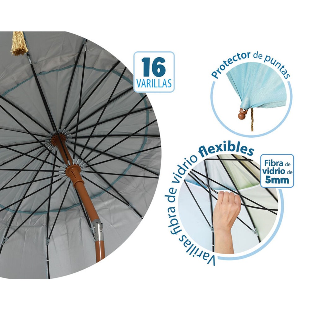 Parasol de plage Bleu Ø 240 cm SPF50+