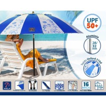 Parasol de plage Bleu Ø 240 cm SPF50+ Marin