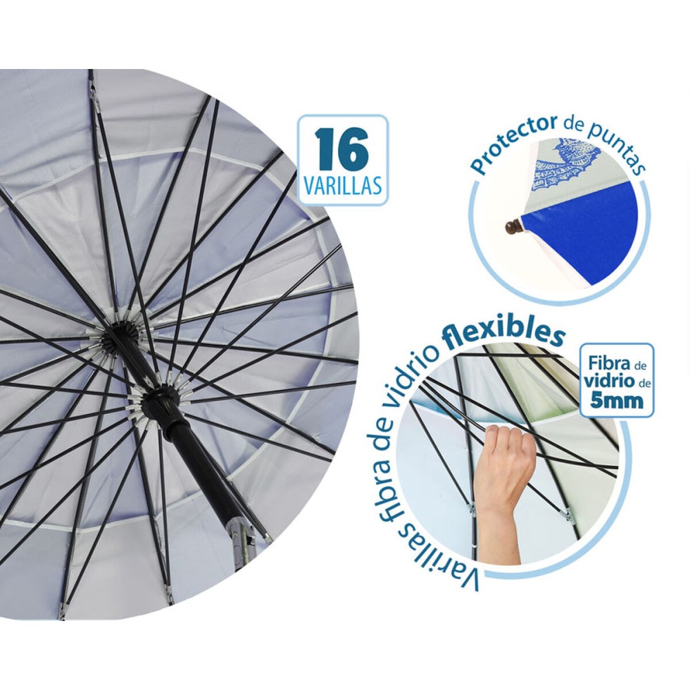 Parasol de plage Bleu Ø 240 cm SPF50+ Marin