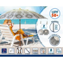 Parasol de plage Blanc Ø 200 cm SPF50+ Boho