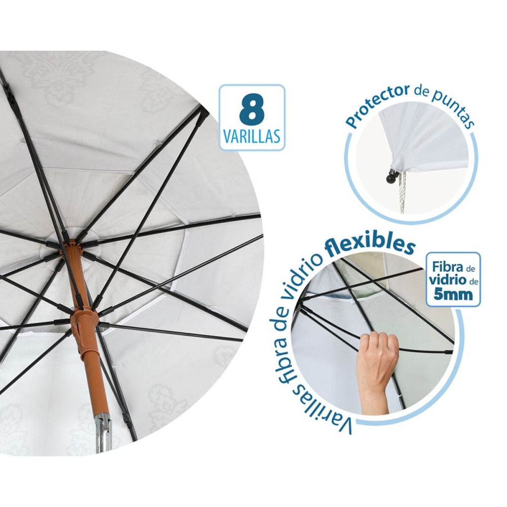 Parasol de plage Blanc Ø 200 cm SPF50+ Boho