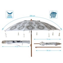Parasol de plage Blanc Ø 200 cm SPF50+ Boho