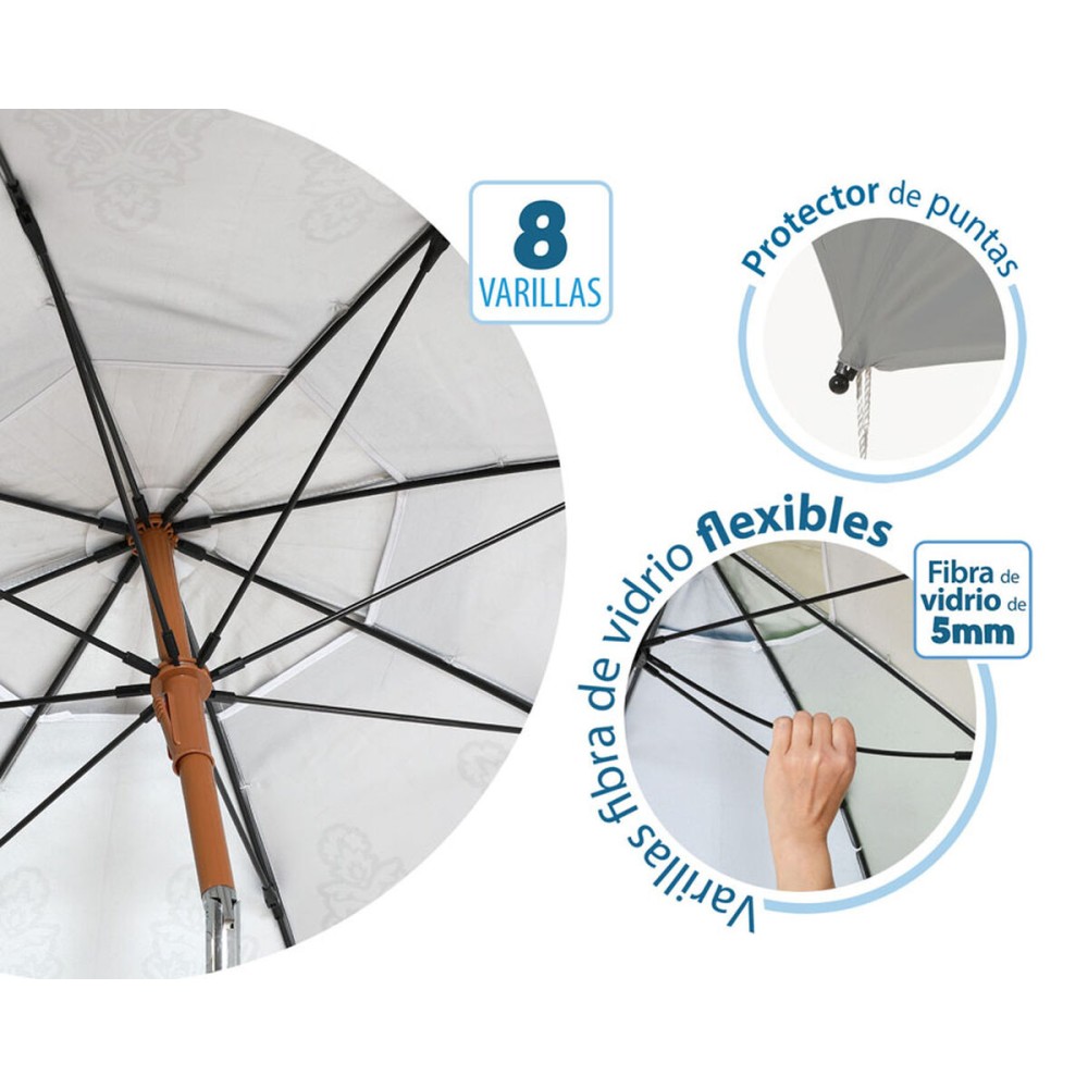 Parasol de plage Gris Ø 200 cm SPF50+ Boho