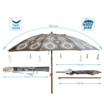 Parasol de plage Gris Ø 200 cm SPF50+ Boho