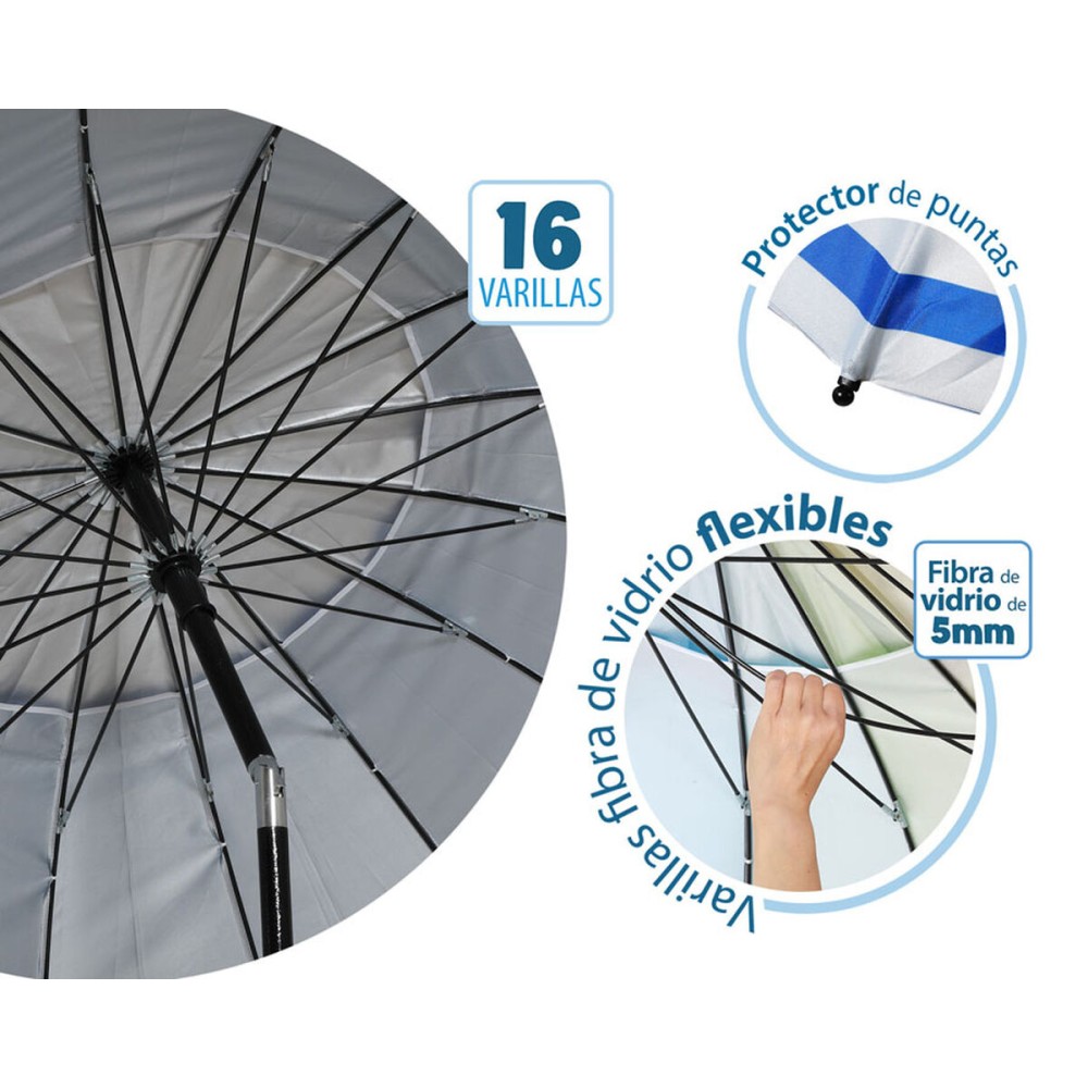 Parasol de plage Bleu Ø 240 cm SPF50+ Ancre
