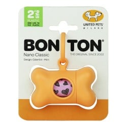 Distributeur de Sacs pour Animaux Domestiques United Pets Bon Ton Nano Classic Chien Orange Plastique recyclé (6 x 3 x 4 cm)