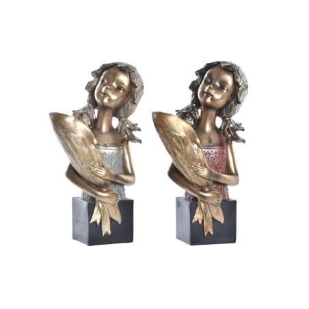 Deko-Figur DKD Home Decor 21 x 13 x 36 cm Rot Gold türkis (2 Stück)