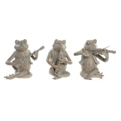 Deko-Figur DKD Home Decor Musiker 23 x 19,5 x 22,5 cm Braun Frosch (3 Stück)