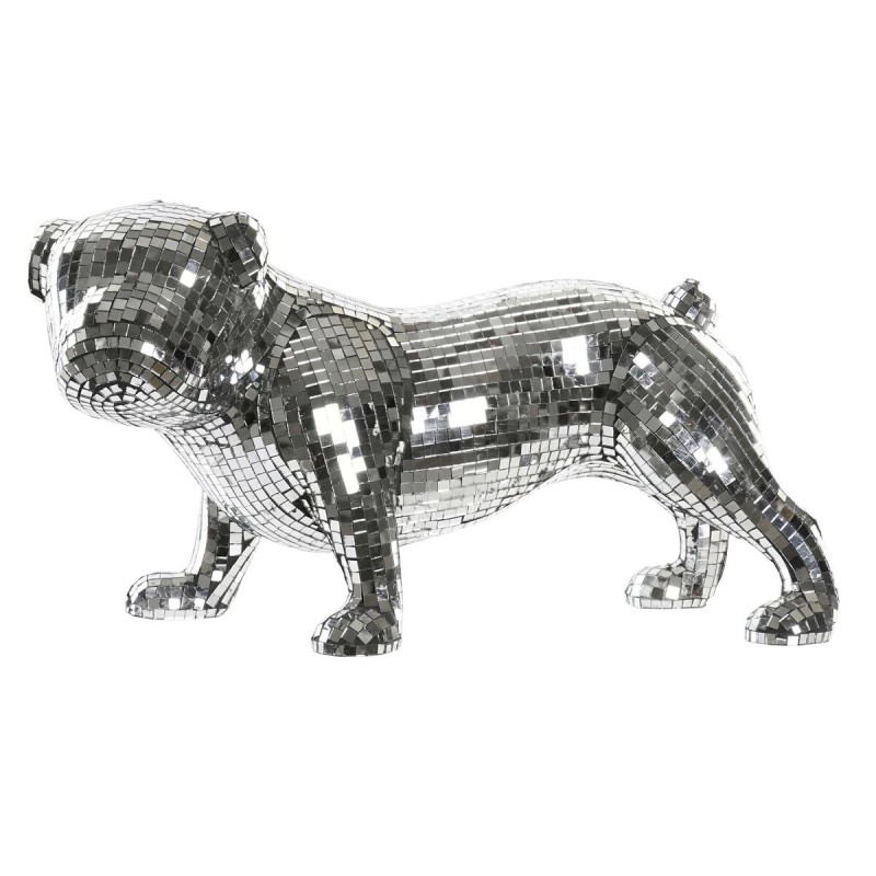 Deko-Figur DKD Home Decor Englisch Silberfarben Bulldog Harz Moderne (45,5 x 21,5 x 25 cm)