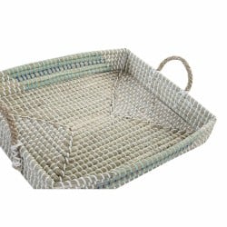 Tablettset DKD Home Decor Weiß türkis natürlich Tropical 48 x 38 x 15 cm Metall (2 Stück)