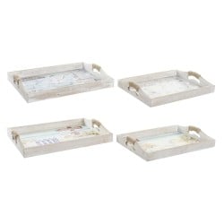 Tablettset DKD Home Decor Bunt Holz MDF 40 x 30 x 6 cm (2 Stück) (12 Stück)