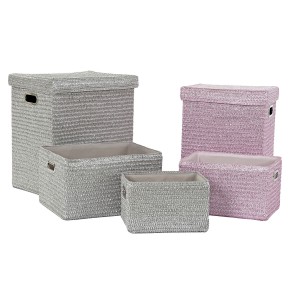 Mehrzweckkorb DKD Home Decor Rosa Silberfarben Polypropylen 44 x 36 x 50 cm 4 Kg 5 Stücke