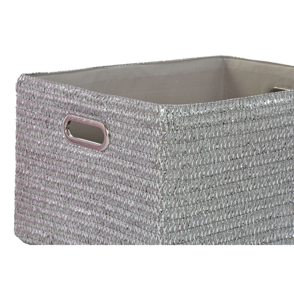 Multi-purpose basket DKD Home Decor Pink Silver polypropylene 44 x 36 x 50 cm 4 Kg 5 Pieces
