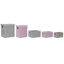 Multi-purpose basket DKD Home Decor Pink Silver polypropylene 44 x 36 x 50 cm 4 Kg 5 Pieces