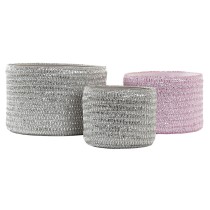 Mehrzweckkorb DKD Home Decor Grau Rosa Polypropylen 27 x 27 x 17 cm 4 Kg 3 Stücke (3 Stück)