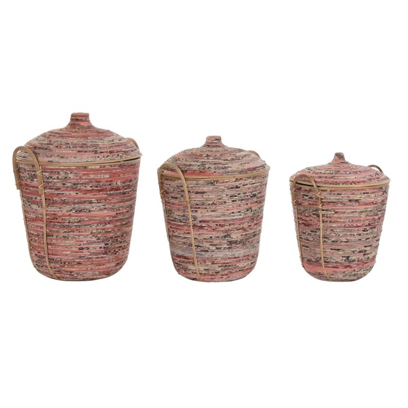 Basket set DKD Home Decor Rattan (51 x 51 x 67 cm)