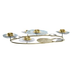 Kerzenleuchter DKD Home Decor Spiegel Gold Metall grün Orientalisch Wasserlilie (54 x 33 x 8 cm)