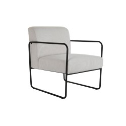 Fauteuil DKD Home Decor Noir Polyester Blanc Fer (64 x 74 x 79 cm)