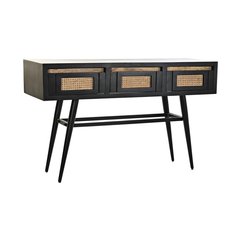 Console DKD Home Decor Naturel Noir Rotin Bois de manguier (125 x 40 x 76 cm)