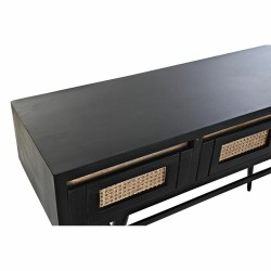 Console DKD Home Decor Naturel Noir Rotin Bois de manguier (125 x 40 x 76 cm)