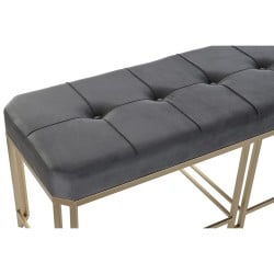 Banquette DKD Home Decor   Gris Métal Velours (120 x 40 x 47 cm)