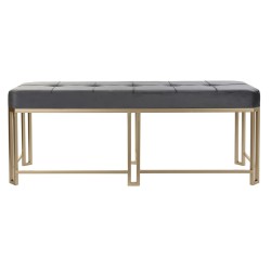 Banquette DKD Home Decor   Gris Métal Velours (120 x 40 x 47 cm)