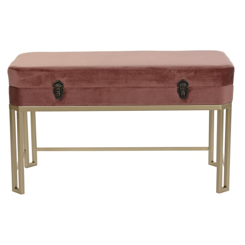 Banquette DKD Home Decor   Rose Doré Métal Velours (80 x 40 x 47 cm)